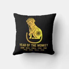 Almofada Dourado Ano De Gradação Do Macaco Negro Zodiac