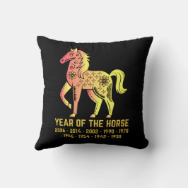 Almofada Dourado Ano De Gradiente Do Cavalo Negro Zodiac