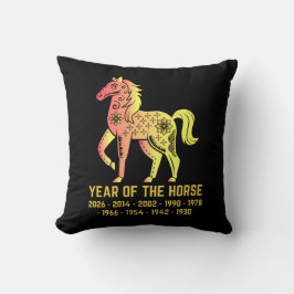 Almofada Dourado Ano De Gradiente Do Cavalo Negro Zodiac