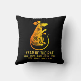 Almofada Dourado Ano De Gradiente Do Rato Zodiac Preto