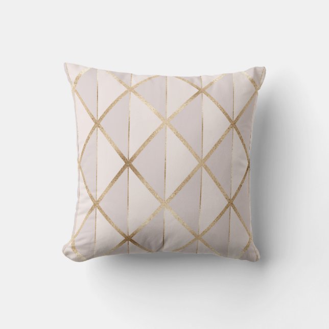Almofada Dourado brilho, padrão geométrico de rhombus. (Frente)