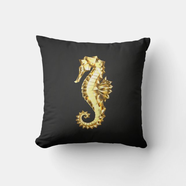 Almofada Dourado Cavalo de Mar Poligonal (Frente)