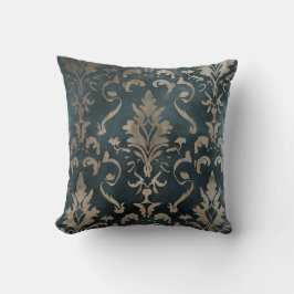 Almofada Dourado Damask on Deep Teal