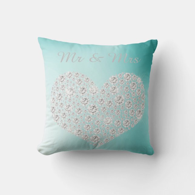 Almofada DOURADO DIAMOND HEART CUSHION CASAMENTO verde (Frente)