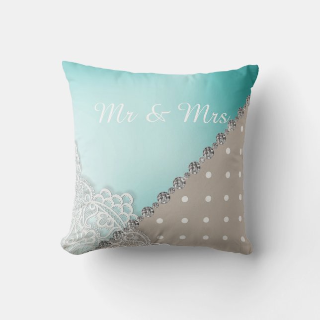 Almofada DOURADO DIAMOND HEART CUSHION WEDDING Aqua (Frente)
