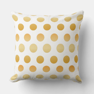 Almofada Dourado e branco Padrão Bolinhas Grande