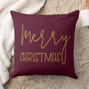 Almofada Dourado e Natal Mínimo Moderno Burgundy