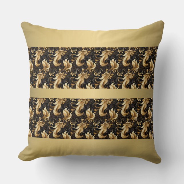 Almofada Dourado e Preto Abstrato (Frente)