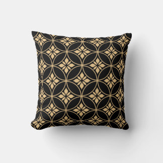 Almofada Dourado e Preto: Vintagem Floral Abstrato