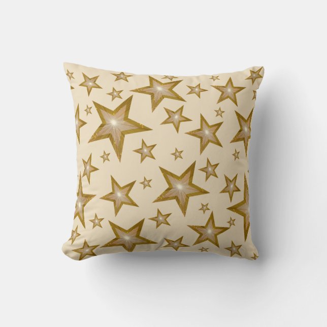 Almofada "Dourado" Estrelas impressas travesseiro decorativ (Frente)