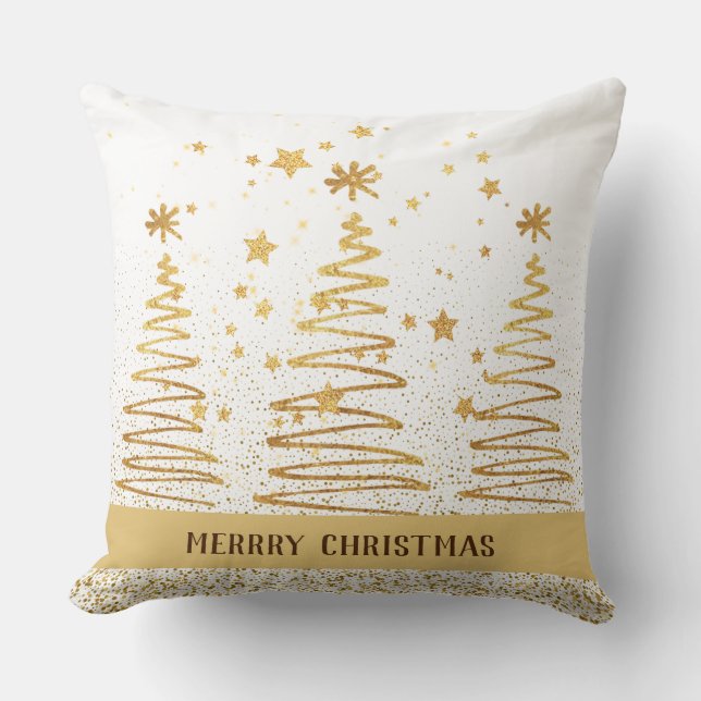 Almofada Dourado festivo metálico e branco (Frente)
