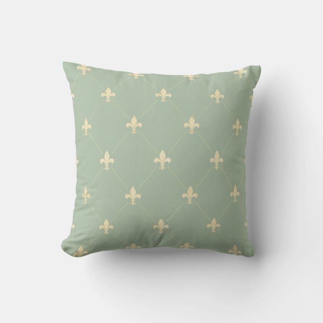 Almofada Dourado Fleur-de-Lis Sage (Frente)