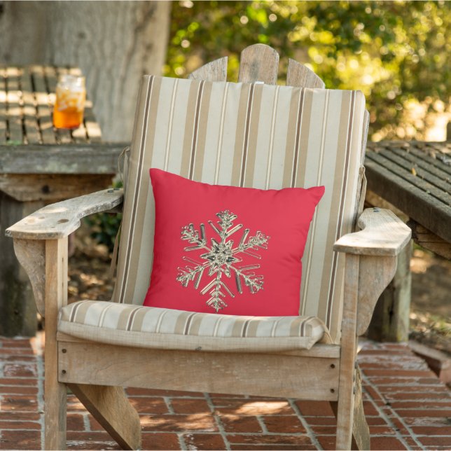 Almofada Dourado Floco de Neve Vermelho (Cadeira)