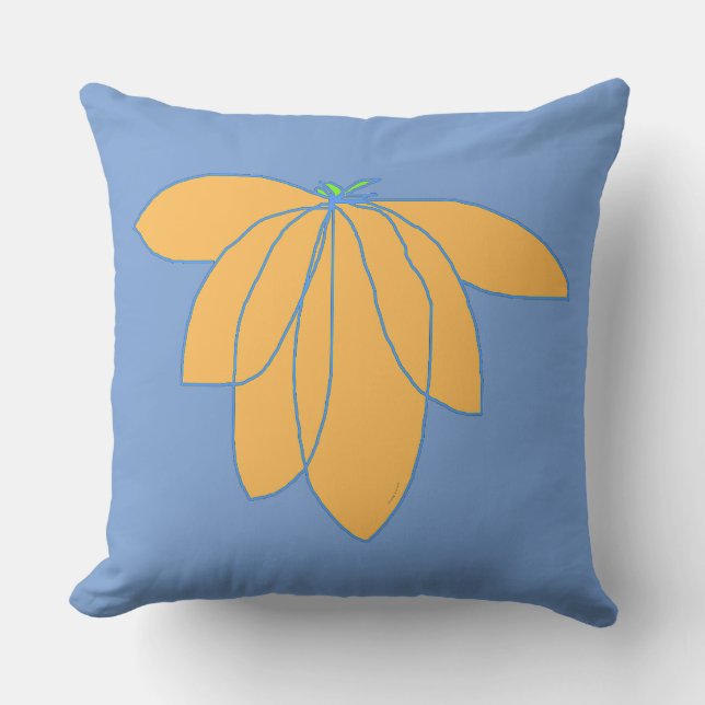 Almofada Dourado Floral Sobre Azul Centáurea (Frente)