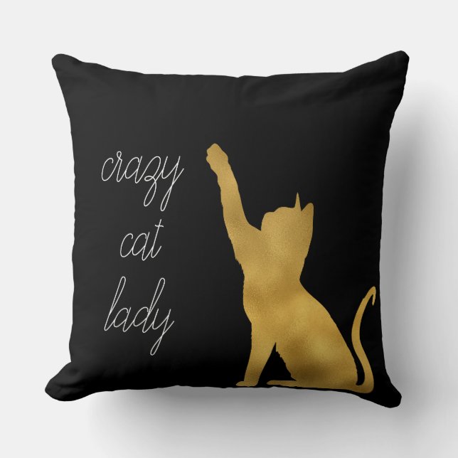 Almofada Dourado Gato Preto (Frente)