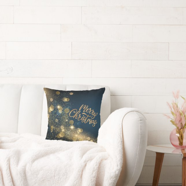 Almofada Dourado Glitter Feliz Natal (Sofá)