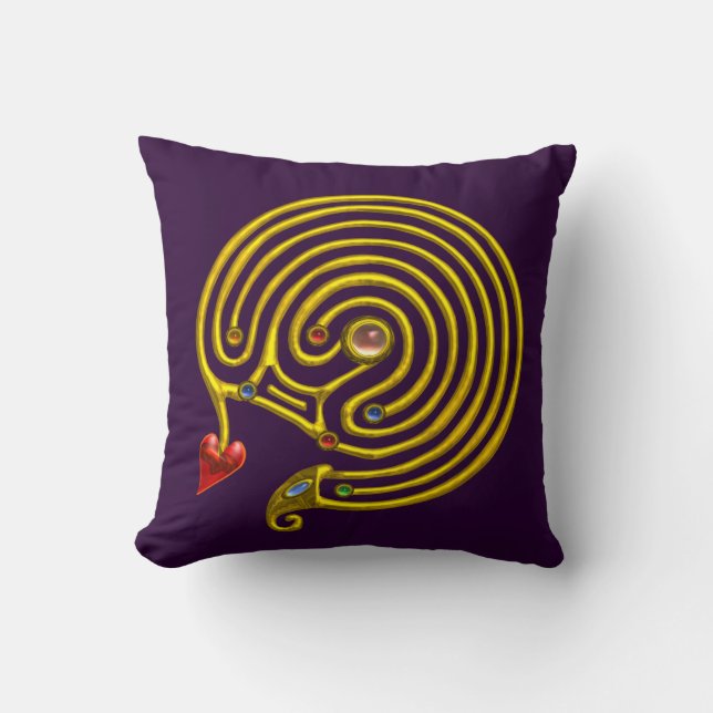 Almofada DOURADO HYPER LABYRINTH, Púrpura amarela (Frente)