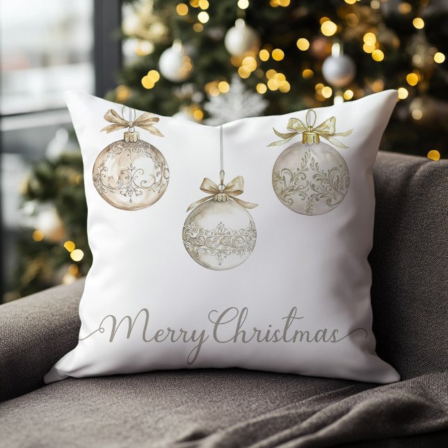 Almofada Dourado Natal Baubles Festivo (Gold baubles Christmas holiday throw pillow
)