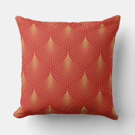 Almofada Dourado Padrão Geométrico Art-deco Em Vermelho