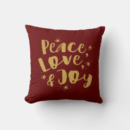 Almofada Dourado Red Peace Love & Joy Christmas