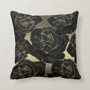 Almofada Dourado & Rosa Preto Glam Elegante Sofisticado Chi