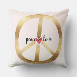 Almofada Dourado sinal de paz com coração