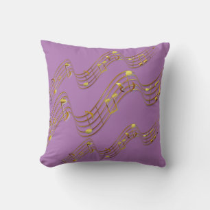 Almofada Dourado Swirl Music Notes Travesseiro decorativo R
