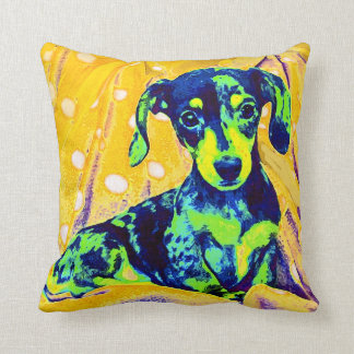 Almofada doxie azul - travesseiro do pop art