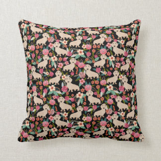 Almofada Doxie de creme floral - floral de creme