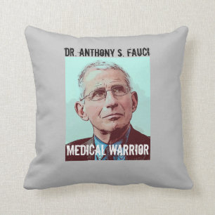 Almofada Dr. Fauci, Guerreiro Médico, cinza