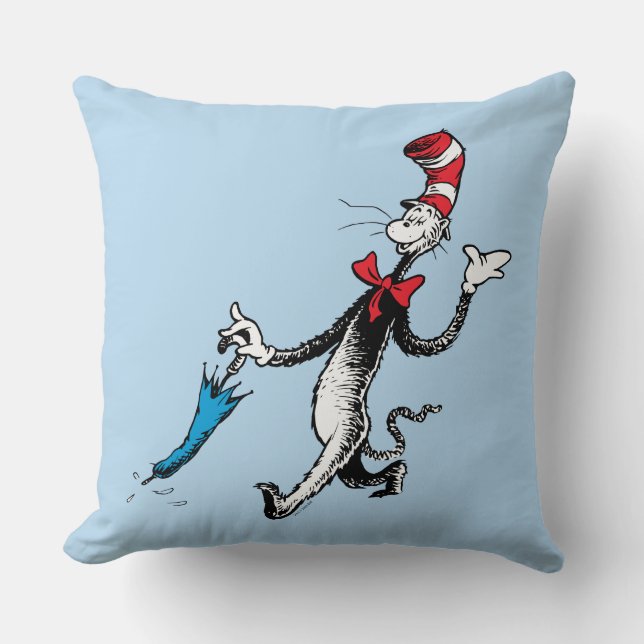 Almofada Dr. Seuss | Gato no Chapéu Passeio de Guarda-chuva (Frente)