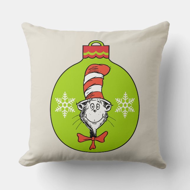 Almofada Dr. Seuss | Grpolegadas | Gato no Ornamento do Cha (Frente)