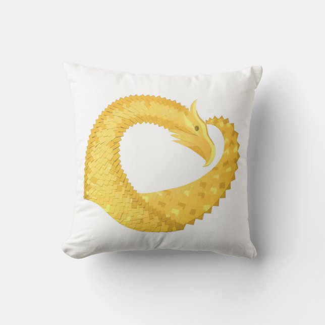Almofada Dragão amarelo no branco (Frente)