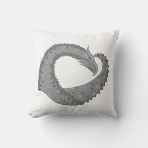 Almofada Dragão cardíaco de cinza branco