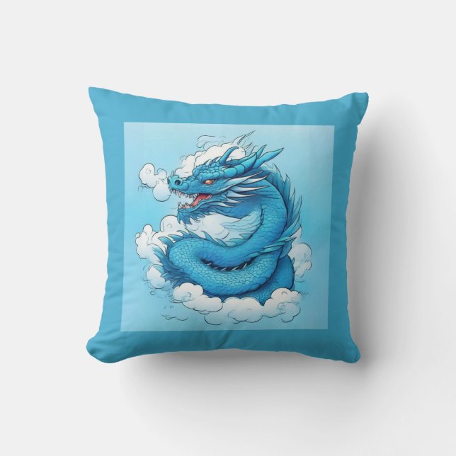 Almofada Dragão chinês nas nuvens (Frente)