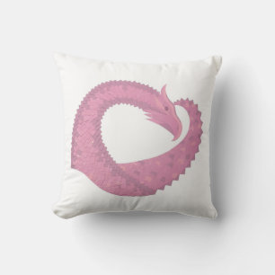 Almofada Dragão cor-de-rosa em branco