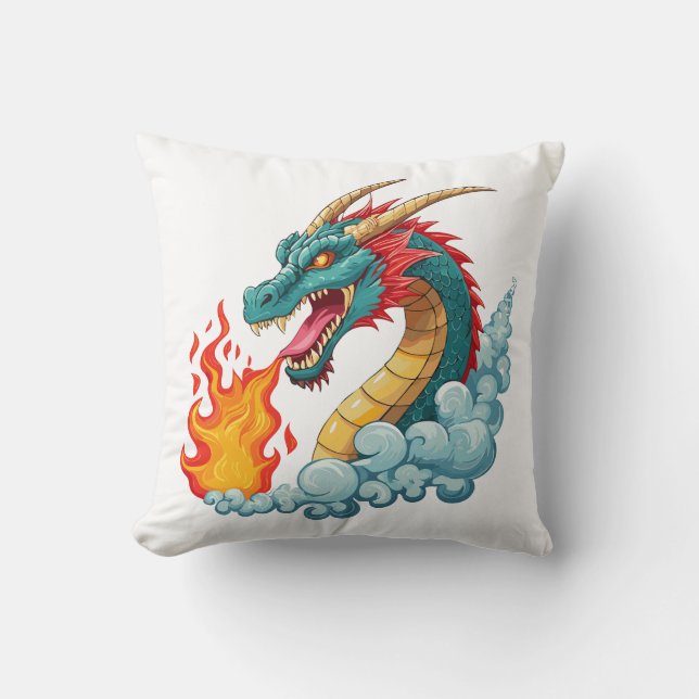 Almofada dragão de chifre azul (Frente)
