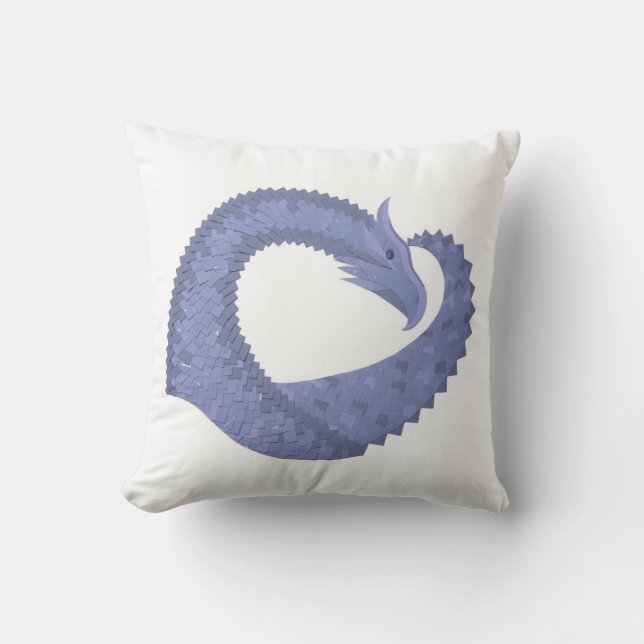 Almofada Dragão de cinza azul em branco (Frente)