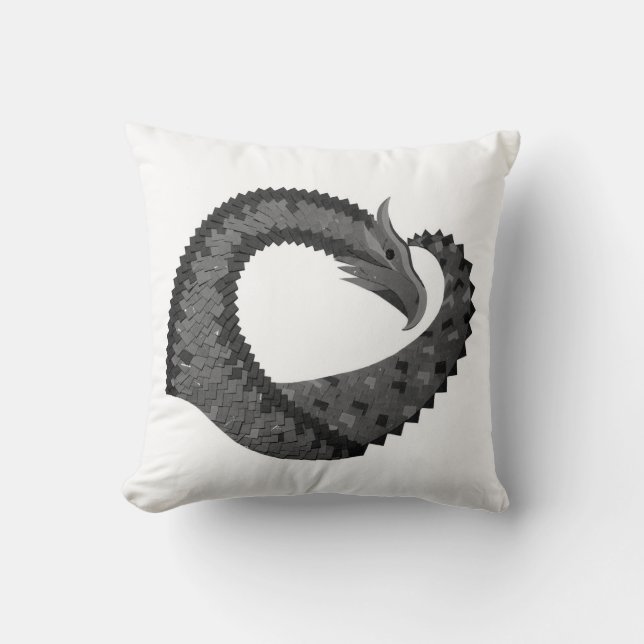 Almofada Dragão de coração negro em branco (Frente)