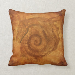 Almofada Dragão espiral dourado