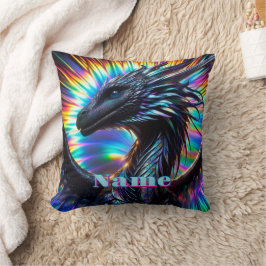 Almofada Dragão Iridescente com Fundo Vibrante