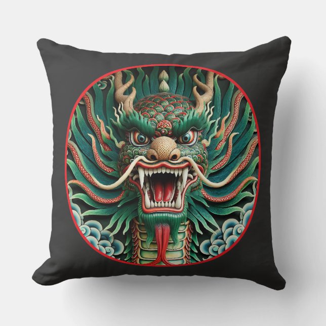 Almofada Dragão japonês e tradições xibudistas (Frente)