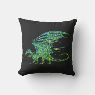Almofada Dragão Mosaico Verde Incrível