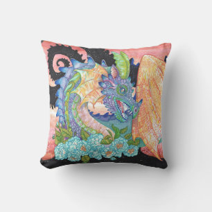 Almofada Dragão Rosa Azul Pastel