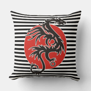 Almofada Dragão Sol - preto vermelho branco + suas ideias