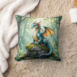 Almofada Dragão Whimsical na Pedra Antiga