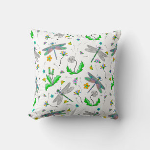 Almofada Dragões Whimsical e Dandelions Desenhados