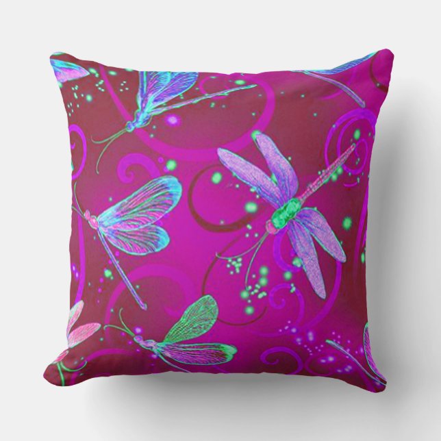 Almofada Dragonflies rosa (Frente)