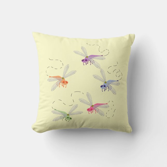 Almofada Dragonflies Whimsic Cartoon Art (Frente)
