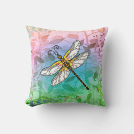 Almofada Dragonfly com Plano de Fundo de Folha